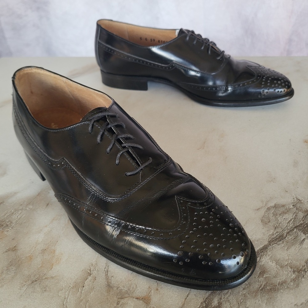 Johnston Murphy Italy Wingtip Oxfords Black Men's Size 8 M